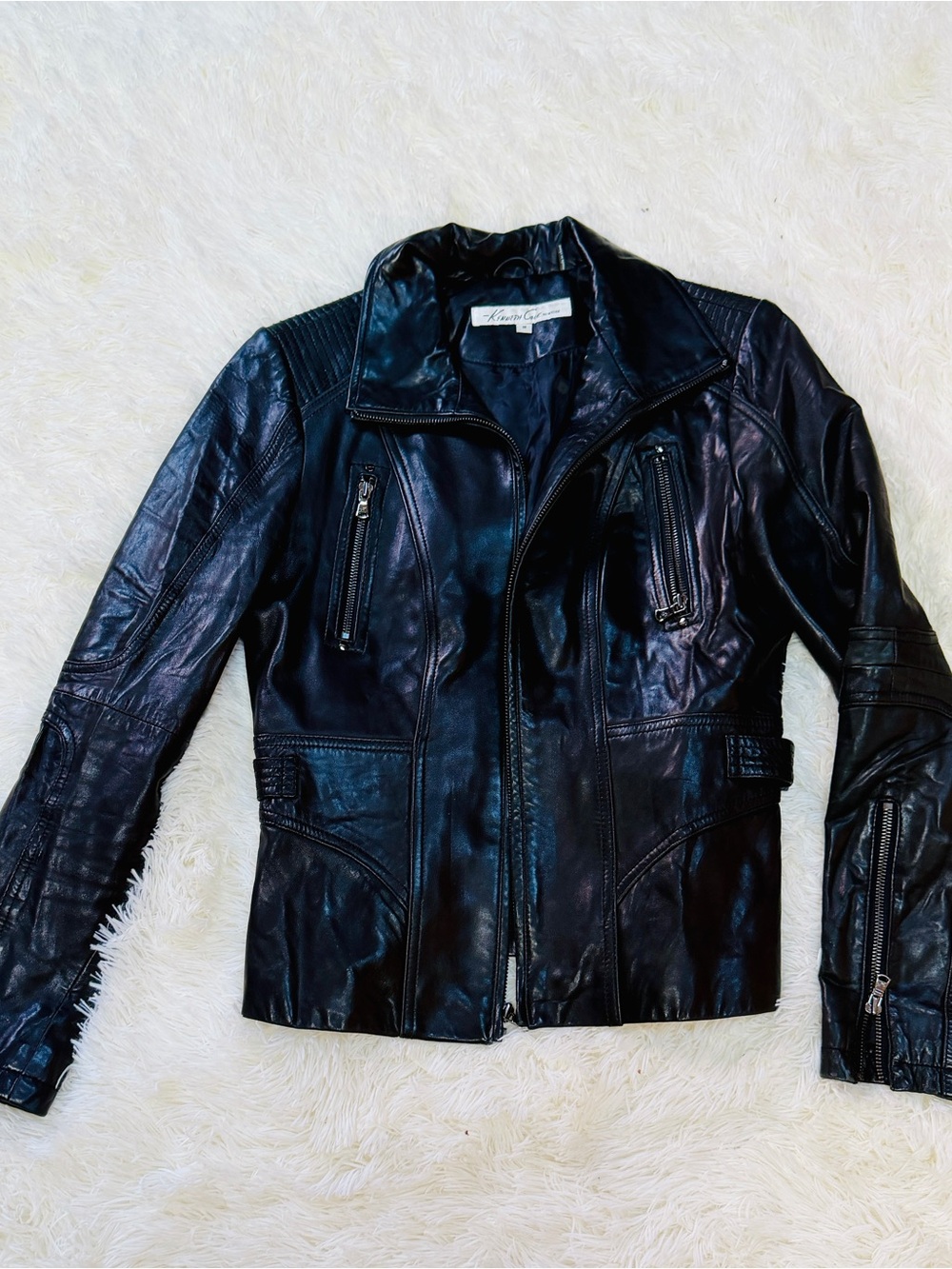 Kenneth Cole New York Black Leather Moto Jacket